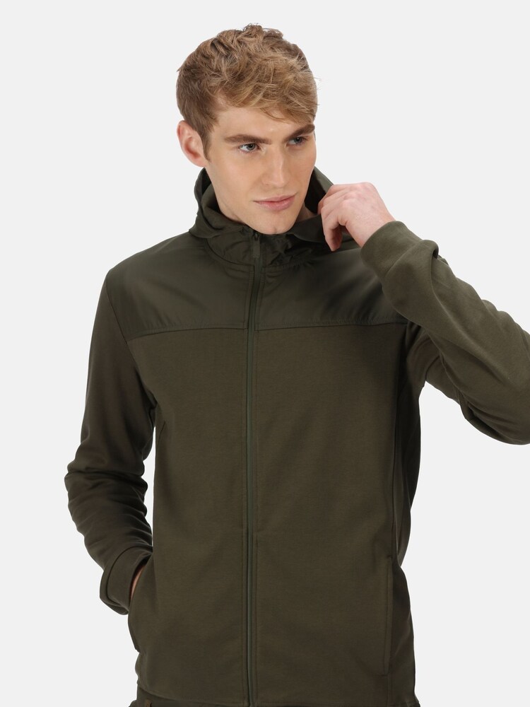 Regatta Green Mens Luis 100% Cotton Hooded Fleece Jacket - Image 2 of 9