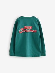 Green Back Print 100% Cotton Long Sleeve Christmas T-Shirt (3-16yrs) - Image 2 of 4