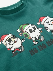 Green Back Print 100% Cotton Long Sleeve Christmas T-Shirt (3-16yrs) - Image 3 of 4