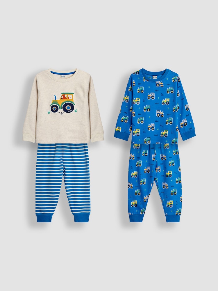 JoJo Maman Bébé Blue 2-Pack Cotton Pyjamas - Image 1 of 9