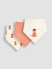 JoJo Maman Bébé Ecru Highland Cow Dribble Bibs 3 Pack - Image 1 of 8