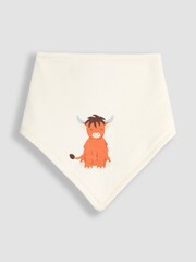 JoJo Maman Bébé Ecru Highland Cow Dribble Bibs 3 Pack - Image 2 of 8