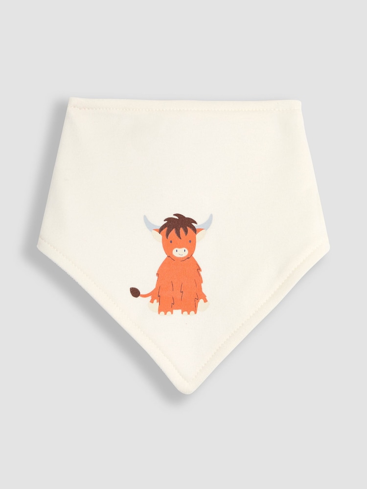 JoJo Maman Bébé Ecru Highland Cow Dribble Bibs 3 Pack - Image 2 of 8