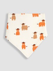 JoJo Maman Bébé Ecru Highland Cow Dribble Bibs 3 Pack - Image 4 of 8