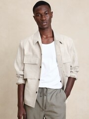 Banana Republic Beige Seacliff Linen Shirt Jacket - Image 1 of 5
