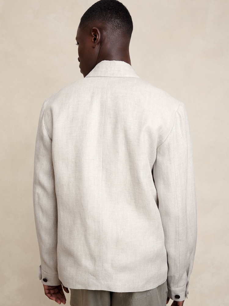 Banana Republic Beige Seacliff Linen Shirt Jacket - Image 2 of 5