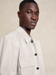 Banana Republic Beige Seacliff Linen Shirt Jacket - Image 3 of 5