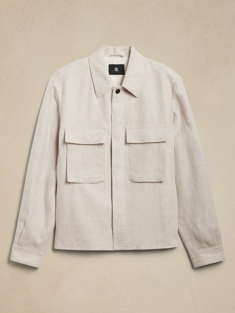 Banana Republic Beige Seacliff Linen Shirt Jacket - Image 5 of 5
