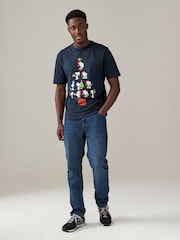 Navy Snoopy 100% Cotton Licence Christmas T-Shirt - Image 2 of 6