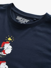 Navy Snoopy 100% Cotton Licence Christmas T-Shirt - Image 5 of 6