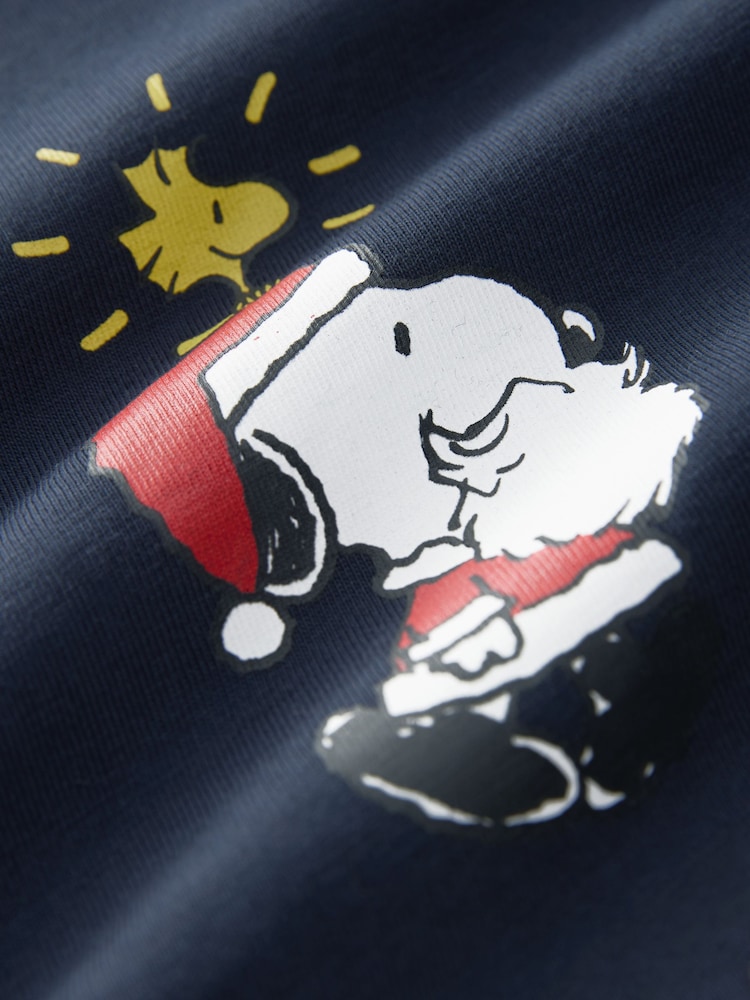 Navy Snoopy 100% Cotton Licence Christmas T-Shirt - Image 6 of 6