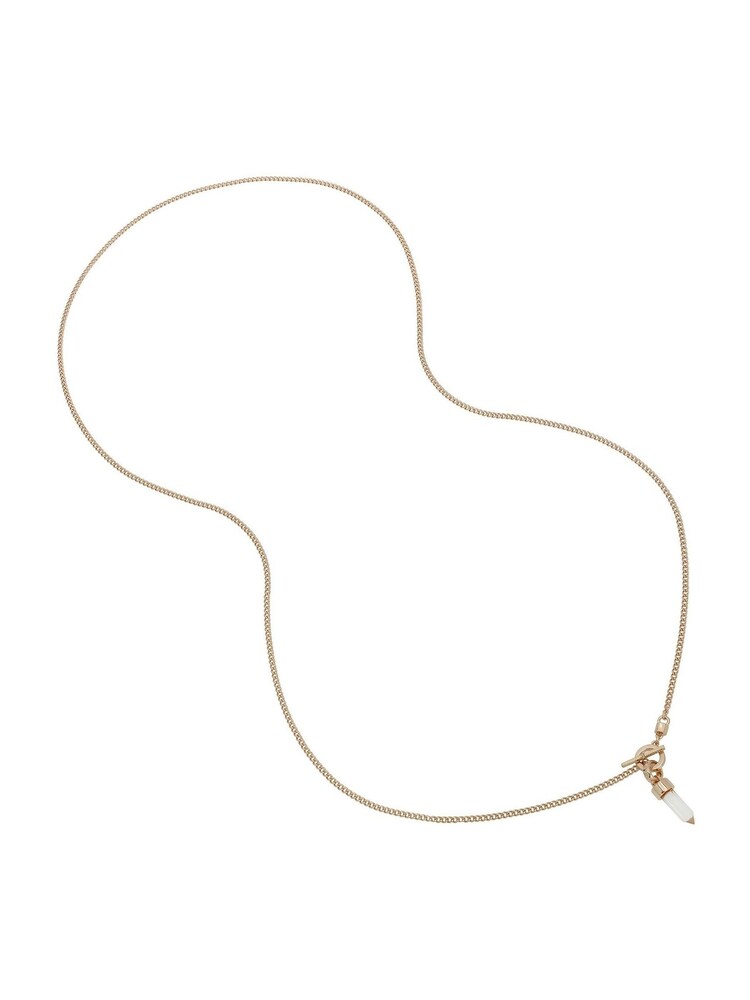 AllSaints Gold Stone Prism Pendant Long Necklace - Image 2 of 4