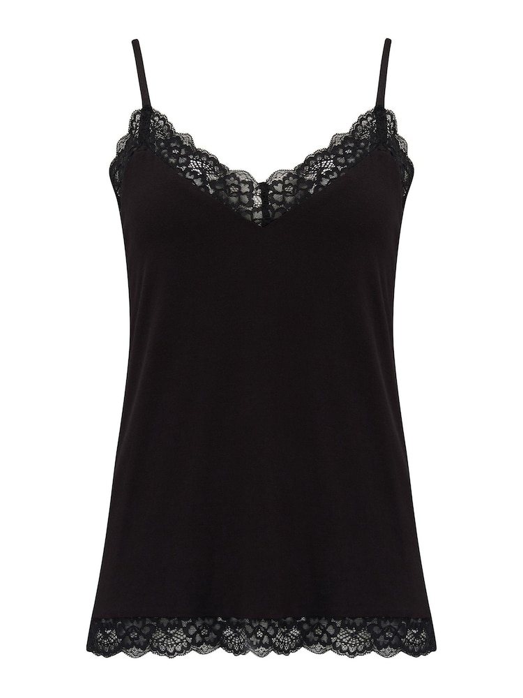 Negru - Camizol din jerseu moale cu sutien ascuns Pour Moi Sofa Loves Lace - Image 3 of 4