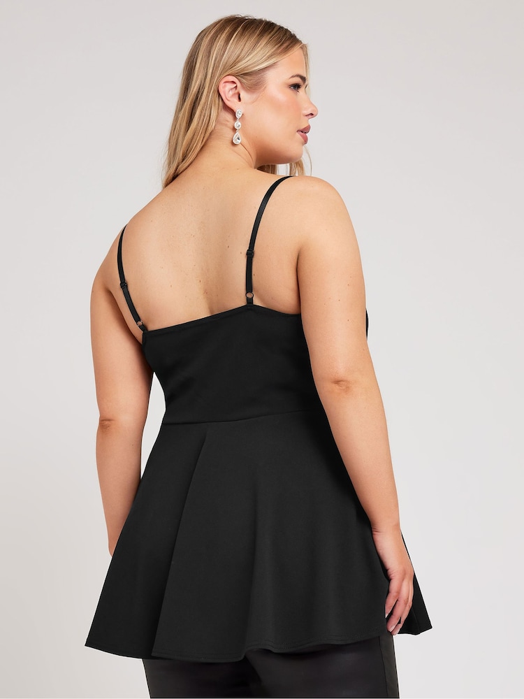 Yours Curve Cowl Lace Insert Peplum Top - Bild 2 von 5