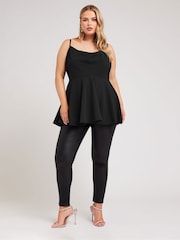 Yours Curve Cowl Lace Insert Peplum Top - Bild 3 von 5