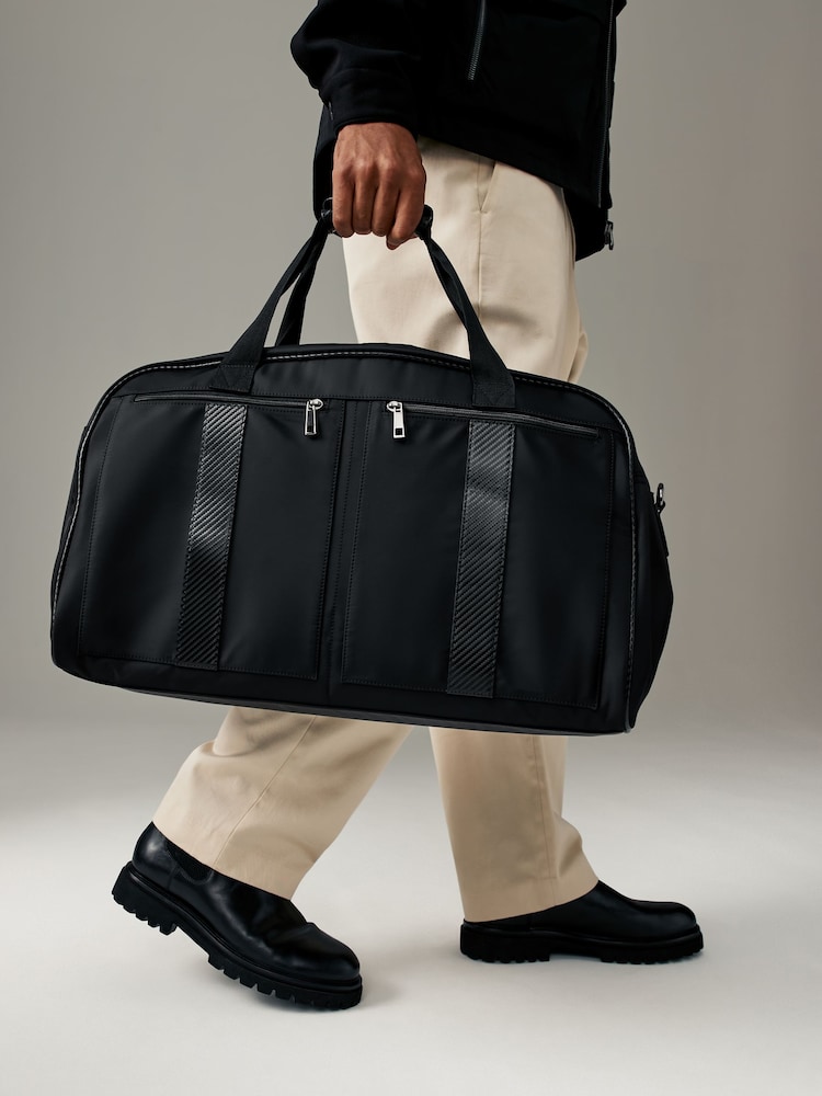 Black Carbon Print Nylon Holdall - Image 1 of 7 Black Carbon Print Nylon Holdall - Image 1 of 7