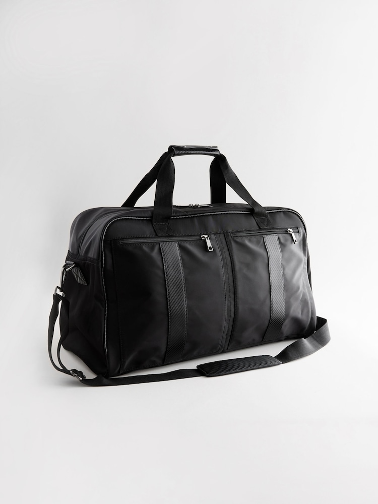 Black Carbon Print Nylon Holdall - Image 2 of 7 Black Carbon Print Nylon Holdall - Image 2 of 7