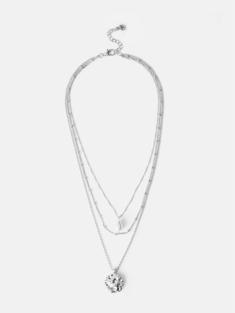 Mint Velvet Silver Tone Layered Necklace - Image 1 of 2