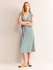 Boden Green Joanna Cap Sleeve Wrap Dress - Image 1 of 5