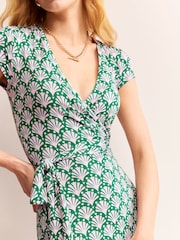 Boden Green Joanna Cap Sleeve Wrap Dress - Image 2 of 5