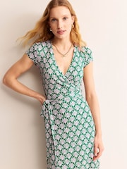 Boden Green Joanna Cap Sleeve Wrap Dress - Image 4 of 5