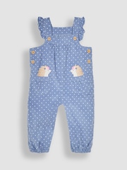 JoJo Maman Bébé Blue Hedgehog Appliqué Cord Dungarees & Top Set - Image 2 of 6
