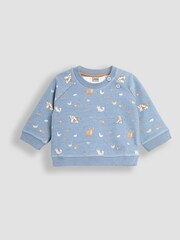 JoJo Maman Bébé Blue Woodland Friends Sweatshirt & Rib Leggings Set - Image 2 of 5