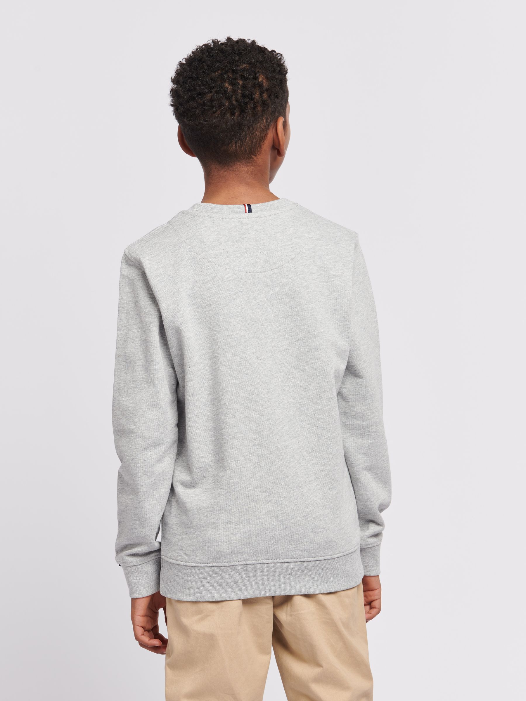 Boys Double Horsemen Brush Back Hoodie in Mid Grey Marl