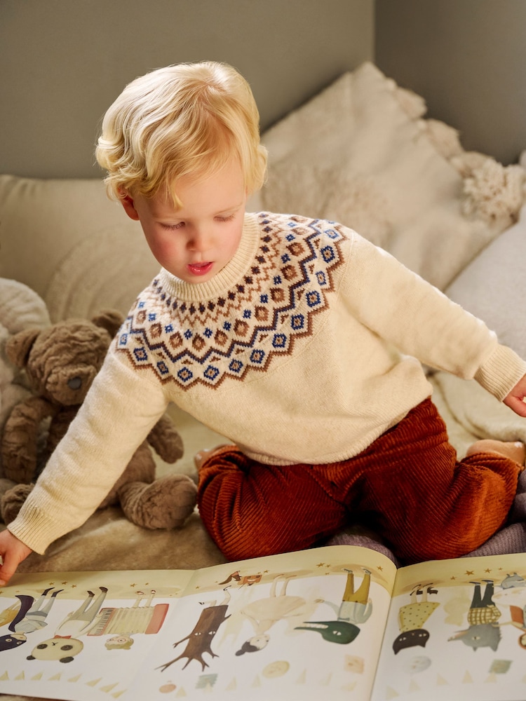 JoJo Maman Bébé Ecru Nordic Jumper - Image 2 of 5