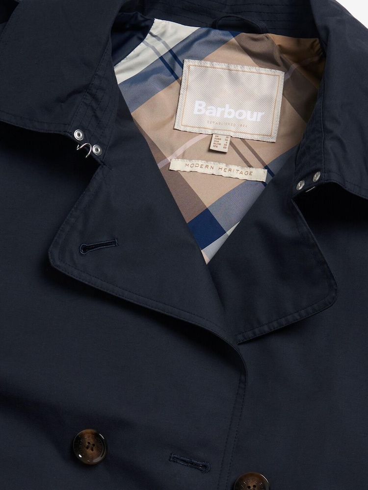 Barbour® Navy Annie Short Trench Showerproof Jacket - Image 8 of 8