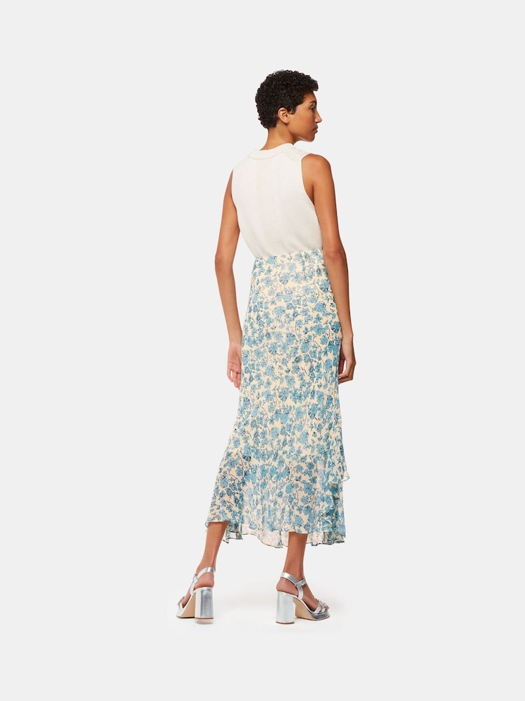 Whistles Blue Shaded Floral Midi Skirt - Image 2 of 5