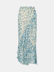 Whistles Blue Shaded Floral Midi Skirt - Image 5 of 5