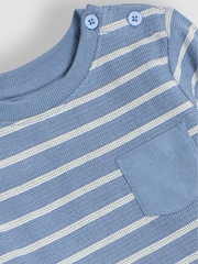 JoJo Maman Bébé Denim Blue Stripe Top - Image 3 of 3