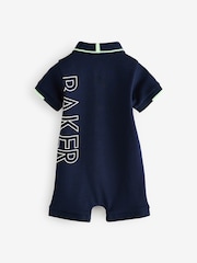 Baker by Ted Baker Navy Graphic 100% Cotton Romper - Image 2 of 4