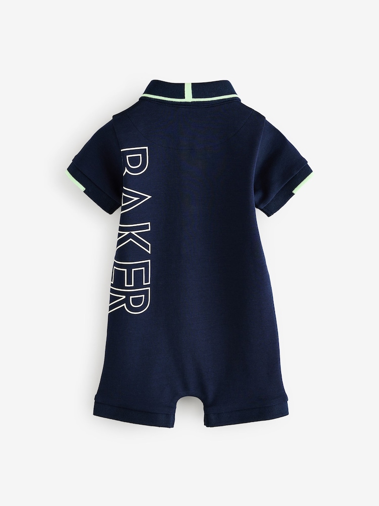 Baker by Ted Baker Navy Graphic 100% Cotton Romper - Image 2 of 4