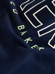 Baker by Ted Baker Navy Graphic 100% Cotton Romper - Image 4 of 4