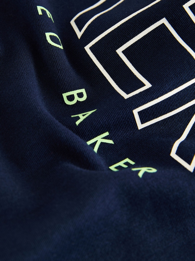 Baker by Ted Baker Navy Graphic 100% Cotton Romper - Image 4 of 4
