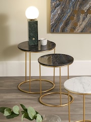 Pacific Black Set of 2 Milly Marble Tables with Gold Frame - Image 1 of 4