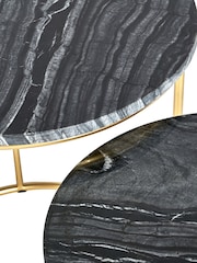 Pacific Black Set of 2 Milly Marble Tables with Gold Frame - Image 4 of 4