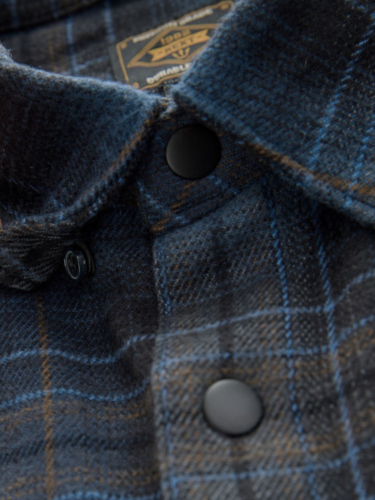 Navy Blue Long Sleeve Check Shirt - Image 11 of 11