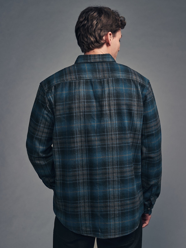 Navy Blue Long Sleeve Check Shirt - Image 2 of 11