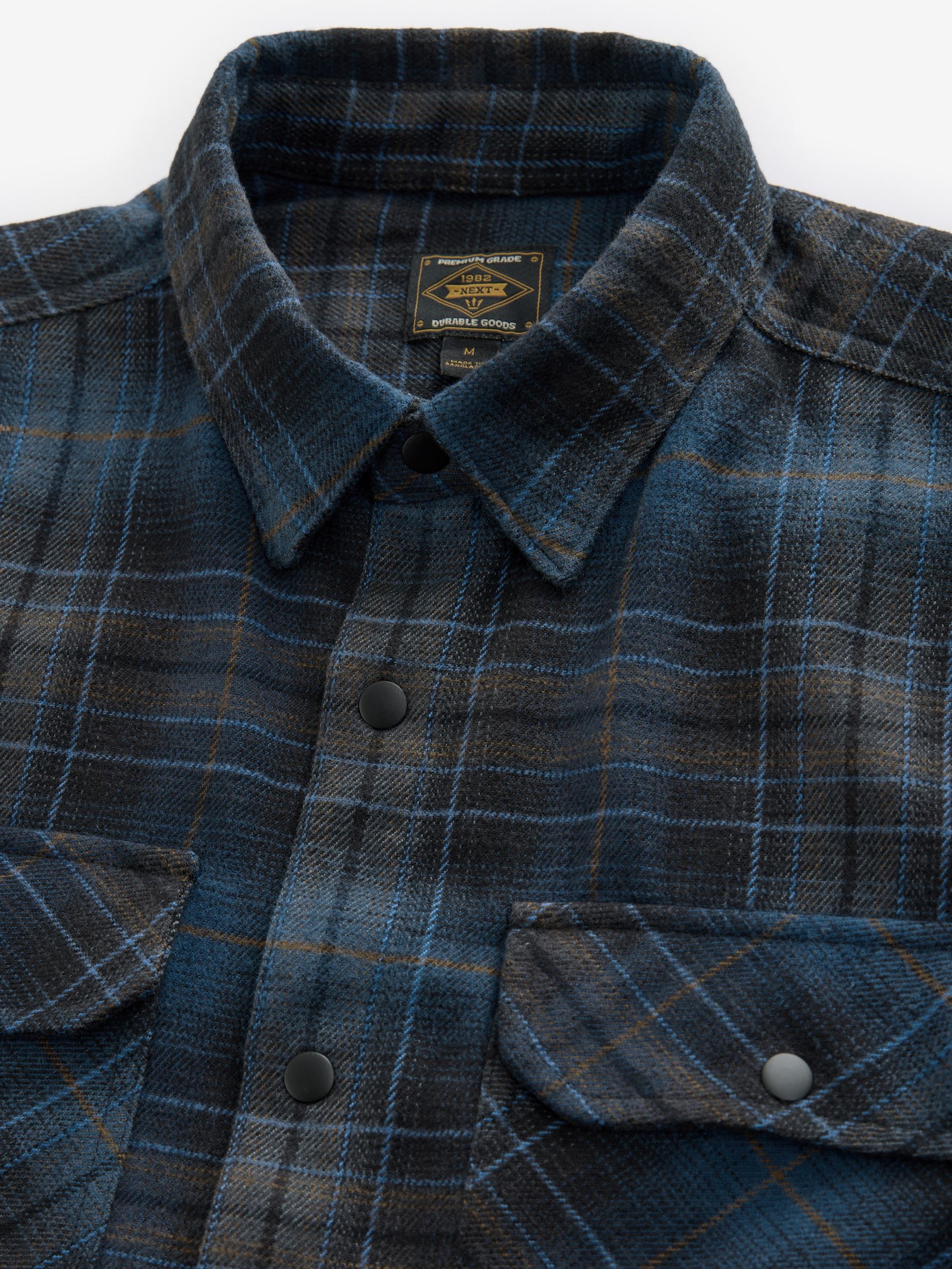 Next Blue Check Long Sleeve Mens Shirt