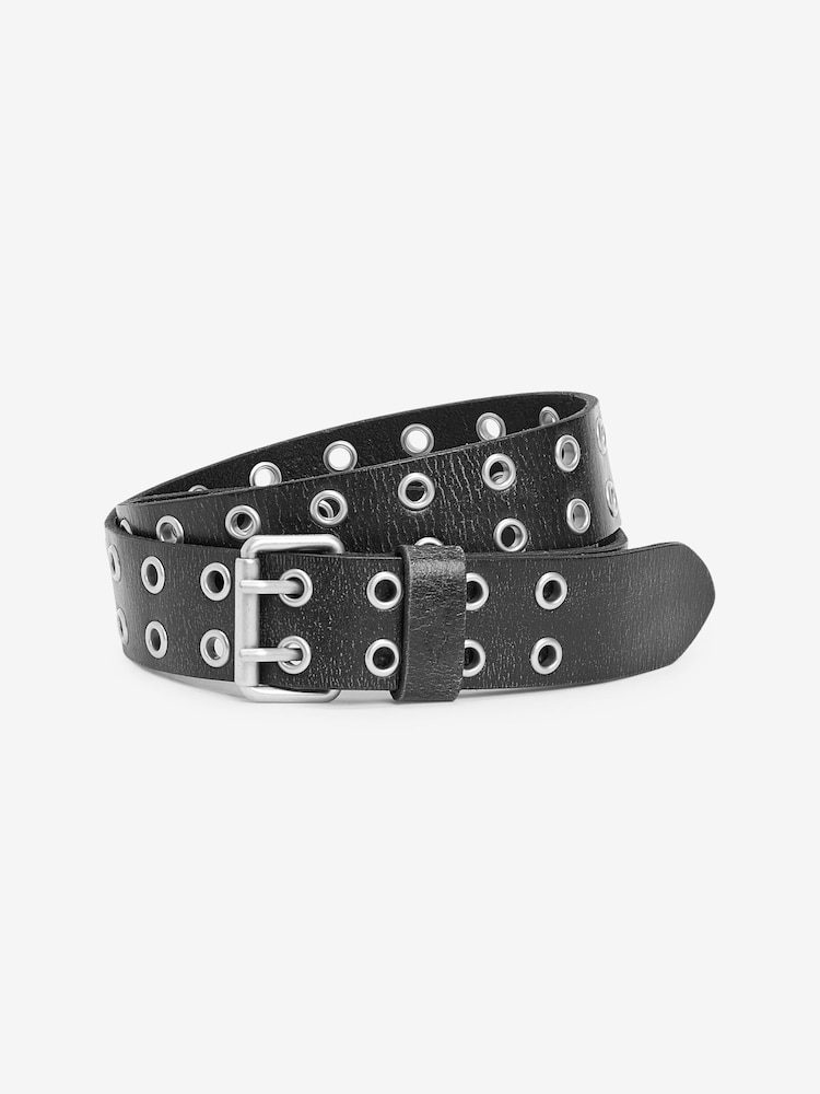 AllSaints Black 38Mm Sturge Belt - Distressed Leather - Image 1 of 4