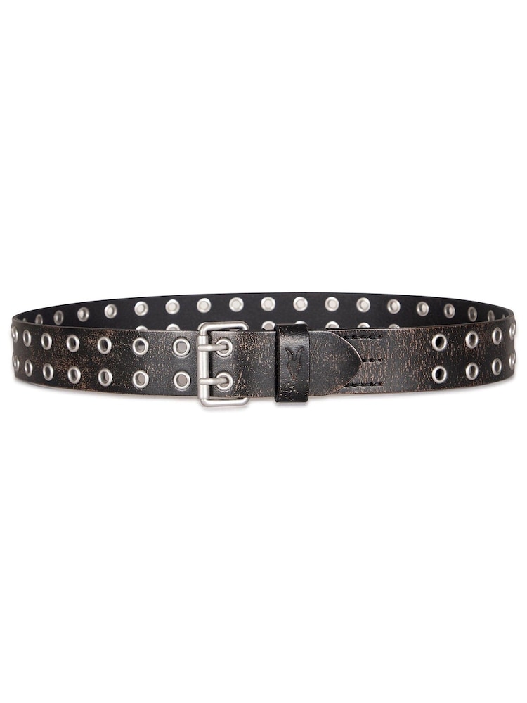AllSaints Black 38Mm Sturge Belt - Distressed Leather - Image 2 of 4