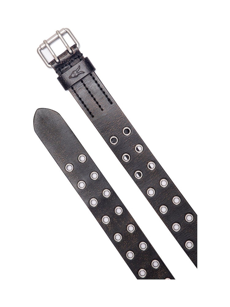 AllSaints Black 38Mm Sturge Belt - Distressed Leather - Image 4 of 4
