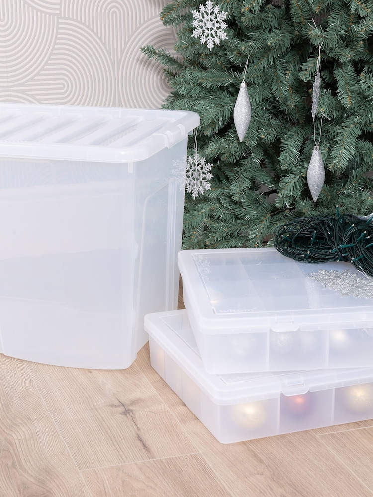 Wham Clear Festive 3 Piece Tree & 2 Bauble Storage Boxes - Image 1 of 5