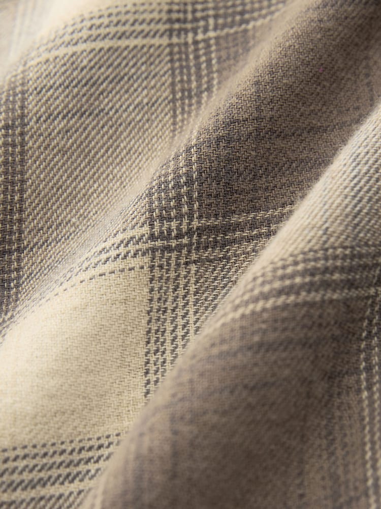 Stone Natural Short Sleeve Check Twin Pocket Western 100% Cotton Shirt - Image 8 of 8