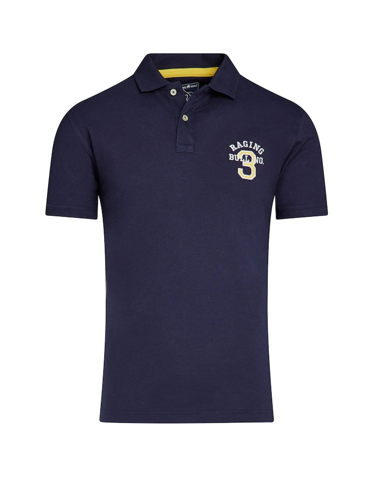 Raging Bull Blue No. 3 Jersey 100% Cotton Polo Shirt - Image 8 of 8