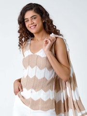 Roman Natural Chevron Stripe Knit Top - Image 2 of 5