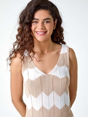 Roman Natural Chevron Stripe Knit Top - Image 4 of 5